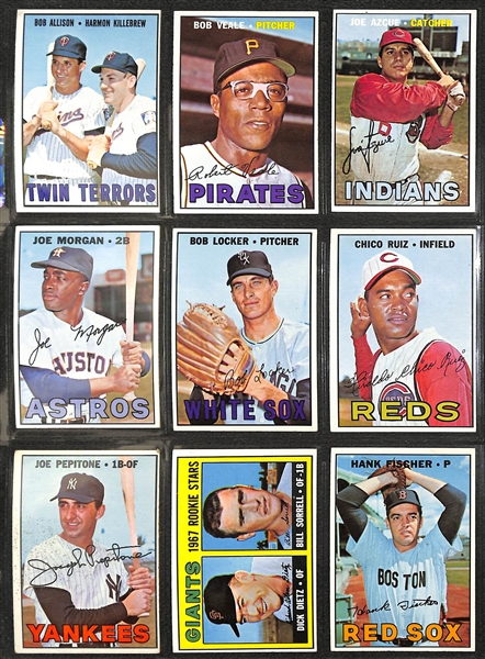 1967 Topps Baseball Partial Set (Approx 530 of 609 Cards - Almost 90% Complete) w. Mickey Mantle & Willie Mays